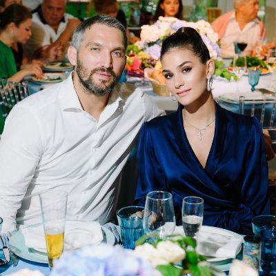 Anastasia Shubskaya with her husband, Ovechkin, a pro ice hockey player.